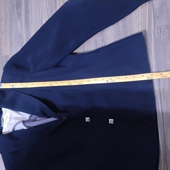 Calvin Klein Black Blazer – Women’s Size 12 – Silver Square Buttons – Lining Tea - Picture 6 of 11